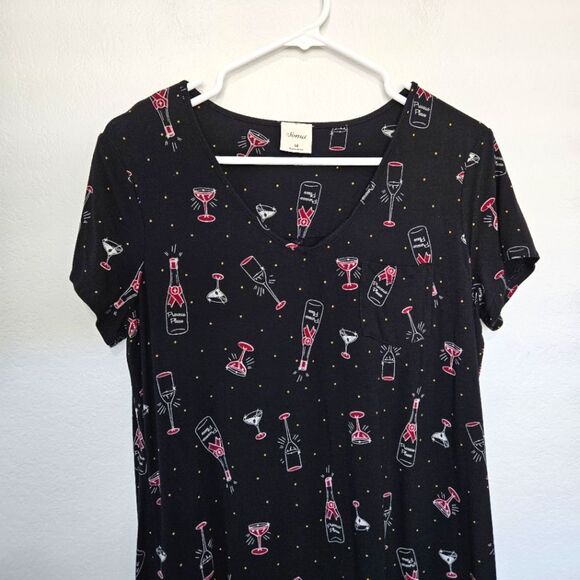 Soma | Prosecco Please Sleep Dress Wine Drink Cozy Loungewear, Womens Medium - Picture 2 of 6